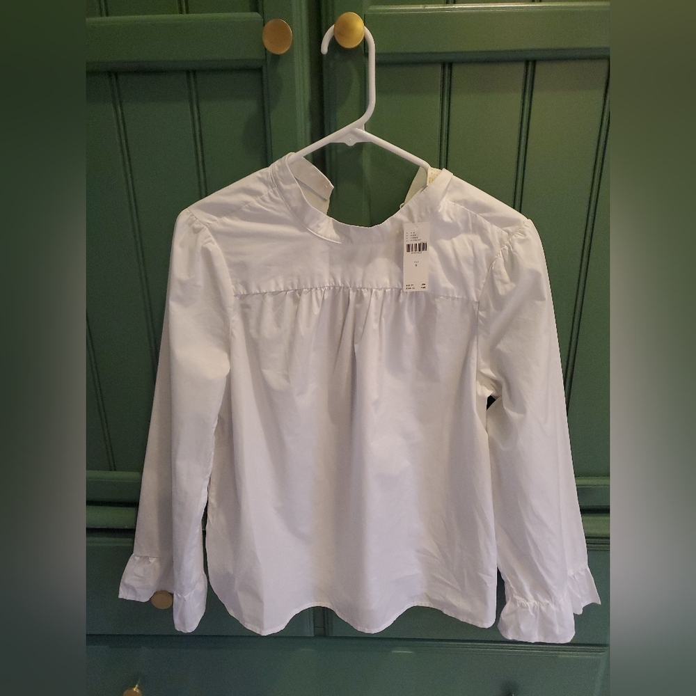 Maeve White Blouse Bohemian Peplum Ruffle Size 6